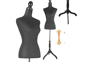PETUPPY Mannequins Body Female Sewing Mannequin, 52-64 Inch Adjustable Mannequin Dress Forms for Sewing,Mannequin Torso Jewelry Display Wood Tripod Stand Clothing Forms,Black
