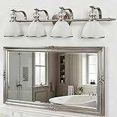 ANDY STAR Bathroom Light Fixtures Over Mirror, 4-Light Brushed Nickel Vanity Lights for Bathroom, 27.8 Inch Vintage Wall Scon