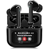 Wireless Earbuds, Bluetooth 5.4 Ear Buds with Touch Screen, ANC/ENC Noise Cancelling Earbuds with Charging Case, IPX7 Waterproof, 6 EQ Modes, 40H Playtime Stereo Sound Earphones for iOS Android(Black)