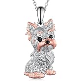 Fuguangju Pug/Yorkie/Schnauzer Necklace for Women 925 Sterling Silver Dog Necklaces Cute Puppy Dog Pug Jewelry for Women Dog Gifts
