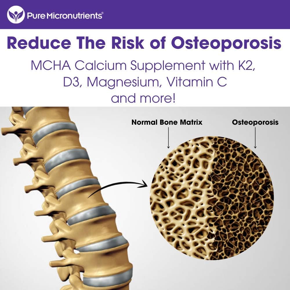 Calcium Supplement (Citrate & Hydroxyapatite 1000mg) for Complete Bone Health + Vitamin D3 K2 Magnesium & More, 180 Tablets - Pure Micronutrients: Health & Personal Care