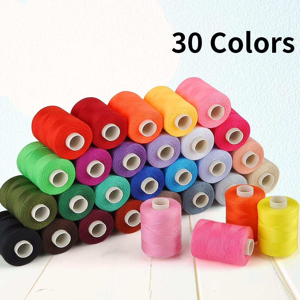 Sewing Threads Kits, 30 Colors 1000 Yards Per Spools, Polyester Sewing Thread for Hand and Machine Sewing