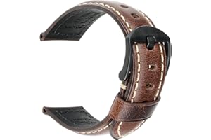 REZERO Watch Band, Vintage Oil Wax Leather Watch Straps 18mm 19mm 20mm 21mm 22mm 23mm 24mm 26mm Watch Belt for Men Women