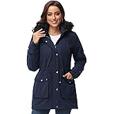 ROYAL MATRIX Women's Parka Coat Winter Warm Parka Jacket Fleece Lined Parka Coat Long Winter Coat with Hood