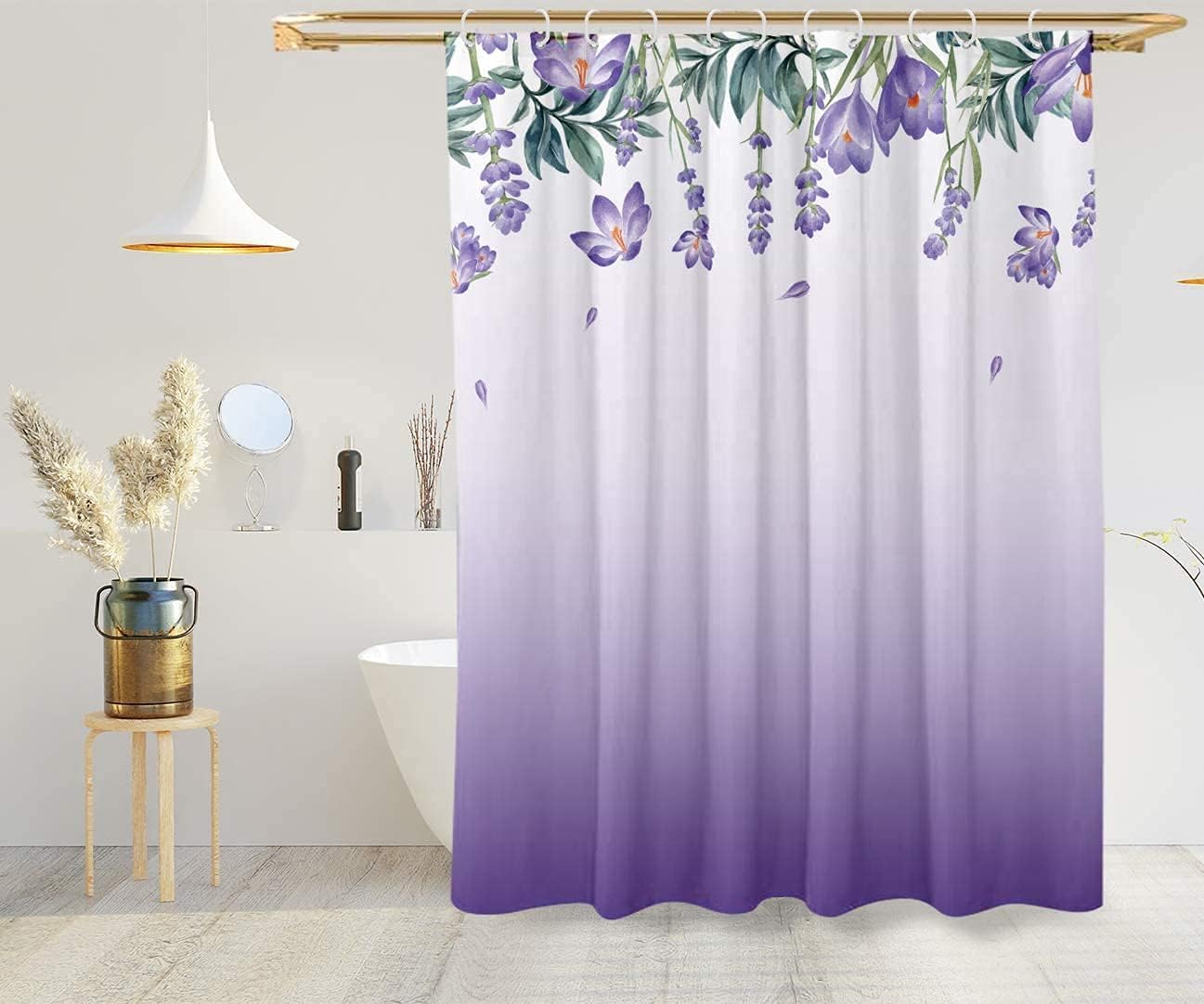Amazoncom Vega U Lavender Floral Shower Curtain For Bathroom