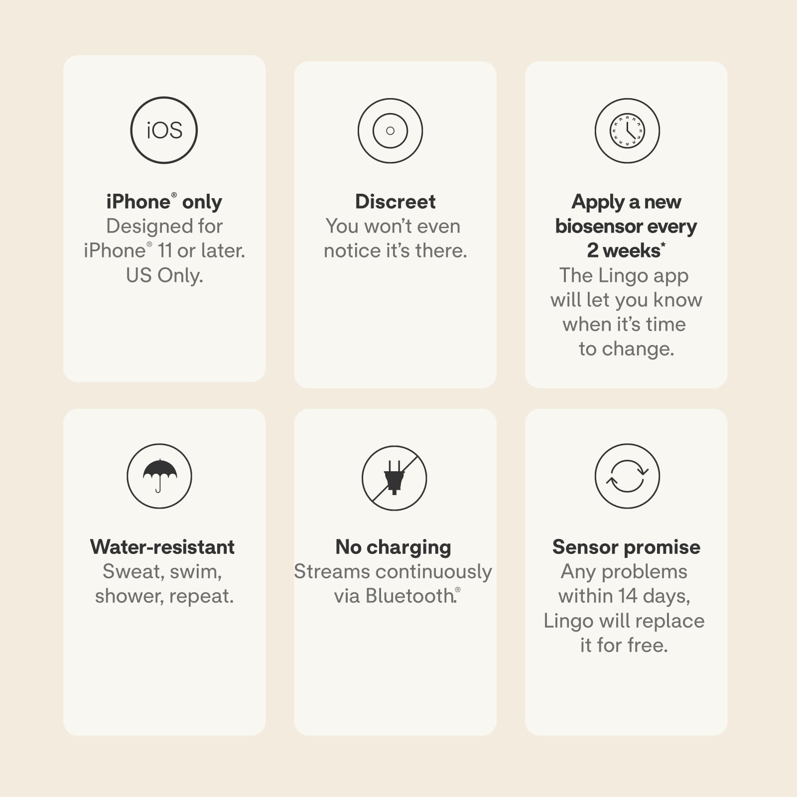 Lingo Continuous Glucose Monitor (CGM) & App. Made by Abbott. Know the impact of what you eat. 1 Lingo biosensor lasts up to 14 Days*. Works with iOS and Android. US Only.