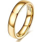 HXNIBATSAR Classic 2mm 4mm 6mm Tungsten Carbide Wedding Band Ring For Men Women Silver/Black/Gold/Rose Gold/Rainbow Domed High Polish Tungsten Ring Comfort Fit Size 5-12