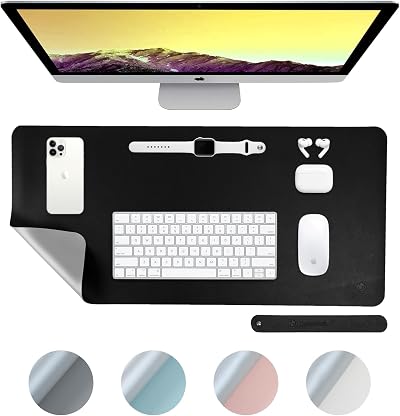 DesireTech Reversible Desk Mat Medium 40x80cm Dual-Sided Waterproof Faux