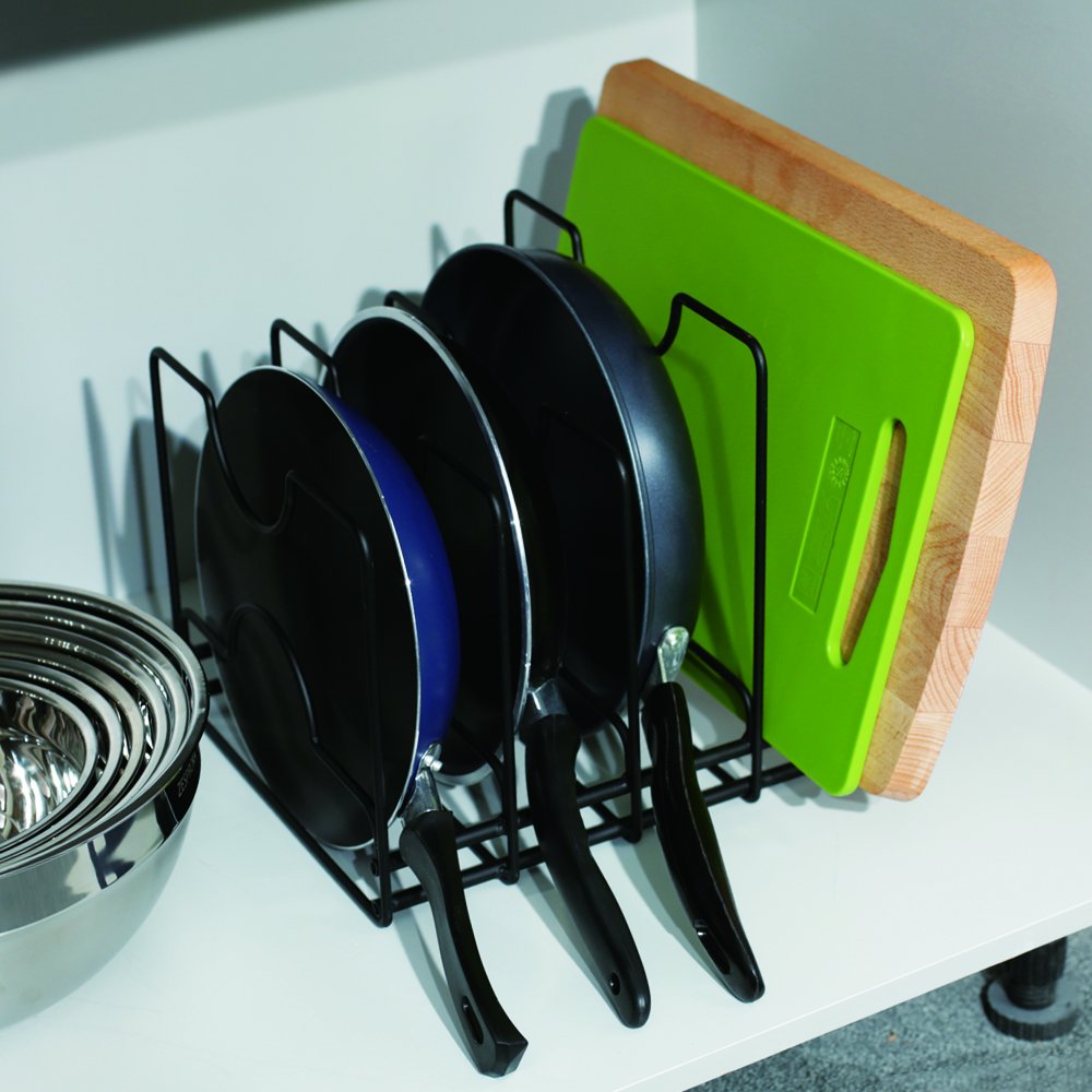ZESPROKA Kitchen Cabinet Pot and Pan Organizer, Pot Lid Rack, Black