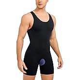 SOLCYSX Mens Sleeveless Full Body Shaper Underwear Slimming Compression Bodysuit Shapewear Tummy Control Fajas Para Hombres