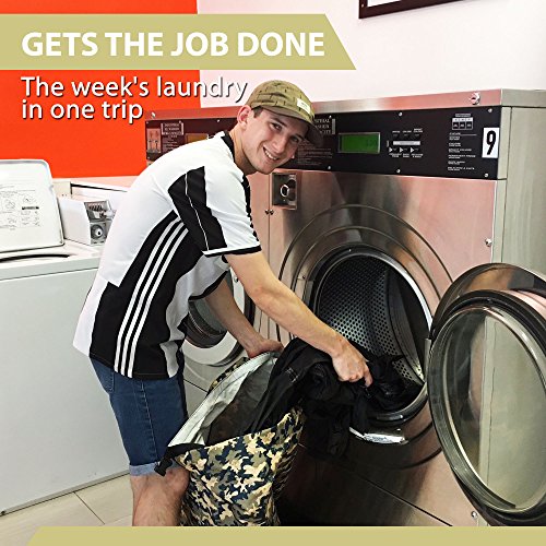 Lightning Deal Today! Extra Large & Tough Laundry Hamper - Waterproof Heavy Duty Nylon Washing Basket for Student Dorms, Sports, Camping & Fishing Trips. Makes Carrying All Your Dirty Gear A Cinch!