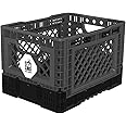Bigant Heavy Duty Collapsible & Stackable Plastic Milk Crate - Snap Lock Foldable Industrial Garage Storage Bin Container Utility Tote Basket (Charcoal Gray, 1 Small Crate)