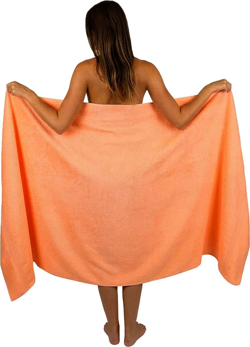 Wholesale Trade Dealz Extra Large Bath Sheet 100 x 200 cm Super Jumbo Big Bath Sheets Towels Beach Body Wrap XL Bath Towels 600-GSM (Orange)