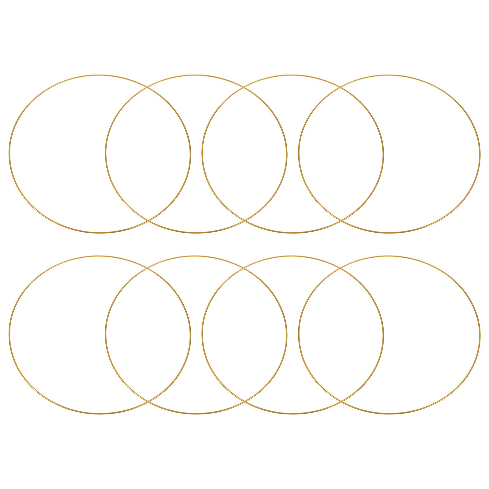 PATIKIL 10 Inch Round Metal Floral Hoop, 8 Pcs Gold Wreath Macrame Frame for Wedding Geometric Decor Party Wall Hanging, Gold Tone