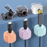 Paquete de 6 clips magnéticos para cables, soporte de cable para mesita de noche, organización de cables debajo del escritorio, accesorios de computadora ajustables y suaves, organizador de alambre