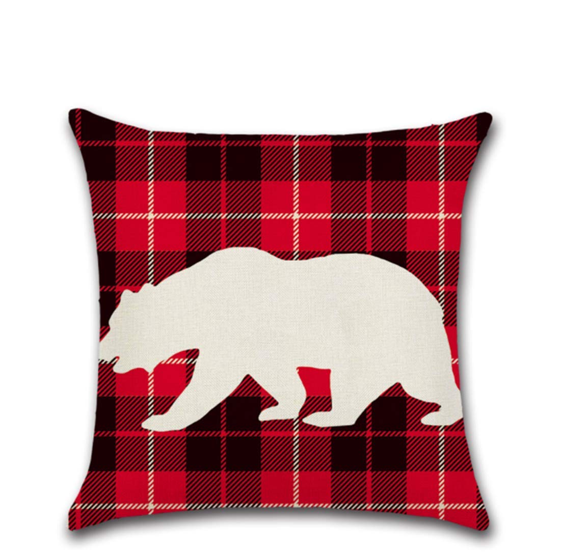 Inshere Christmas Tree Festive Snowflake Deer 18x18 Fall Decor Pillow Covers Throw Pillow Decorative Cotton Linen Cover Cases Set of 4 for Couch Car Sofa Bed Décor