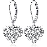 Valentines Day Gifts S925 Sterling Silver Heart Dangle Drop Stud Earrings for Women Mom Sister Friend Jewelry