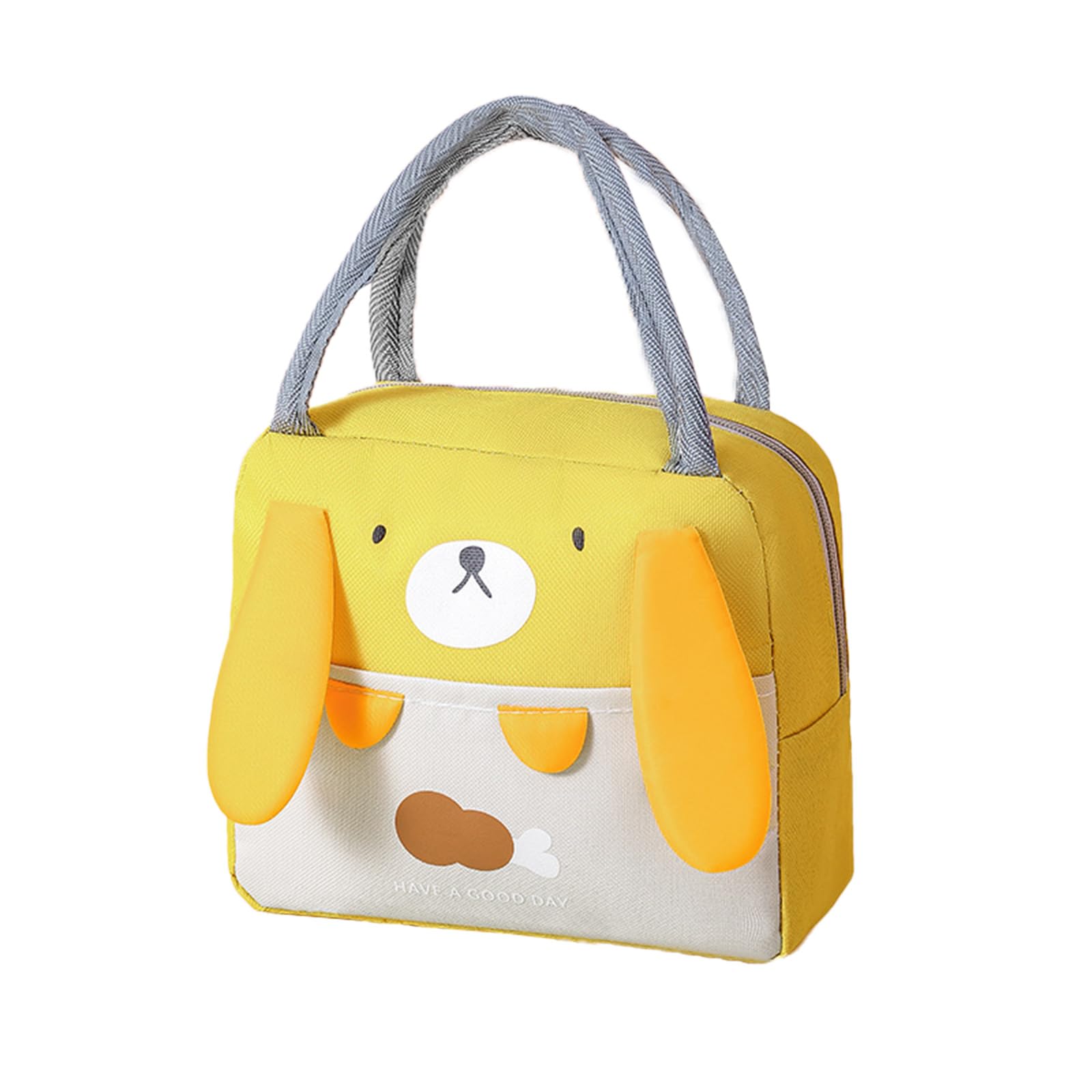 WUWYOUWL Lunch Bag,Cute Carton Insulated Lunch Box,Reusable Lunch Cooler Bags,Waterproof Lunchbag, Foldable Lunch Bag for Women, Men, Kids and Students Travel Picnic School (Yellow Ears Beer) — image 1