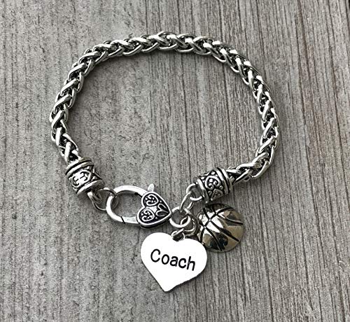 Basketball Coach Charm Bangle Bracelet for Women Coaches
