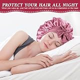 ACWOO Satin Bonnet Double-Sided Silk Hair Cap with Elastic Band view 8