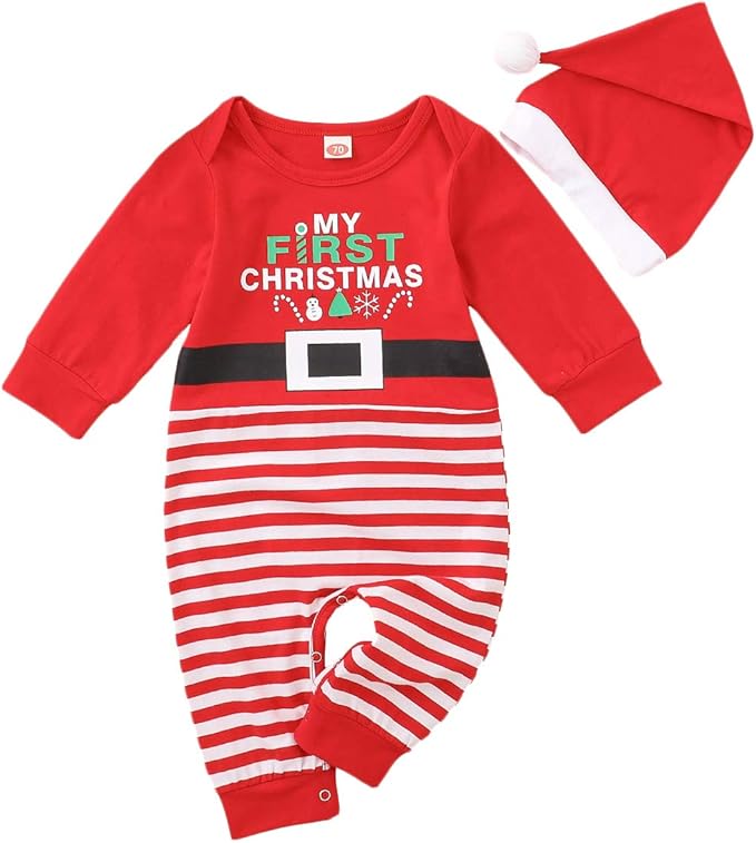 Geagodelia Pagliaccetto Neonato Neonata Unisex Per Natale Abiti Natalizi Per Bambini Tutine A Maniche Lunghe Babbo Natale Cappello 2pz Amazon It Abbigliamento