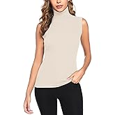 Totatuit Women's Spring Sleeveless Turtlenecks Tops Mock Neck Ribbed Solid Pullover Tank
