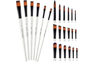 KATUMO Paint Brushes Set, 24 Pcs Nylon Hair Paint Brush Multipurposes Paintbrushes Set for Acrylic Watercolor Oil Painting Fa