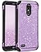 BENTOBEN Phone case for LG Stylo 3 Plus/LG Stylus 3/ LG Stylo 3 LS777/ LG K10 Pro Protective Slim Shockproof Glitter Bling Hard PC Cover Hybrid Sparkly Faux Leather Soft TPU Bumper for Girls Purple