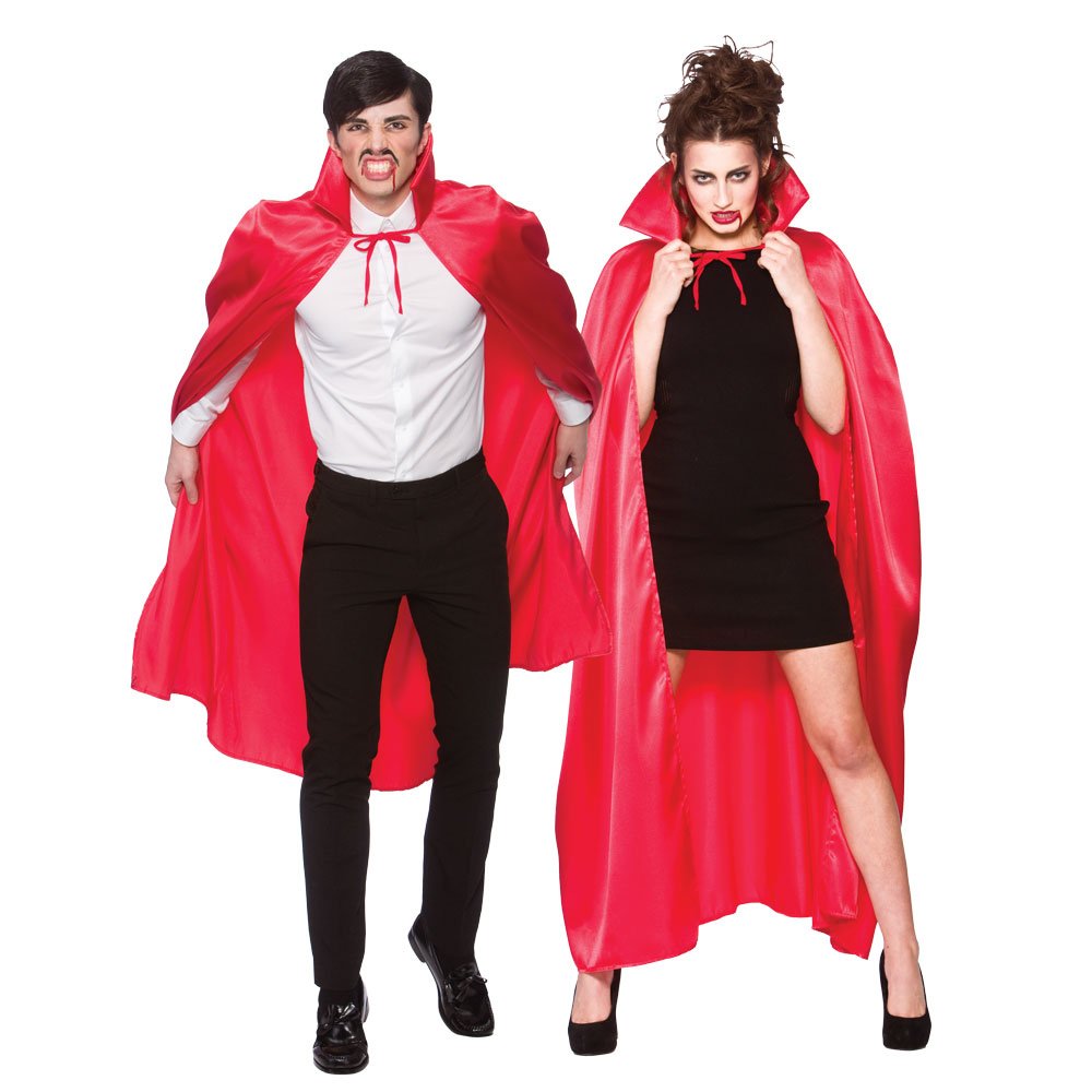 Wicked Costumes Deluxe Satin Vampire Cape with Stand Up Collar - Red