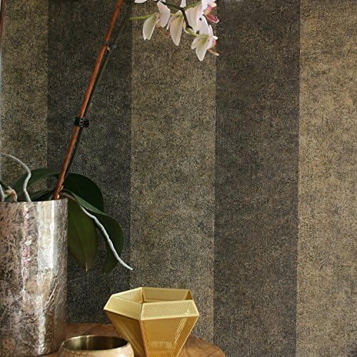 NEW: Versace Noble Stripe | Designer Stripe Wallpaper in Charcoal Grey & Gold (Full Roll)