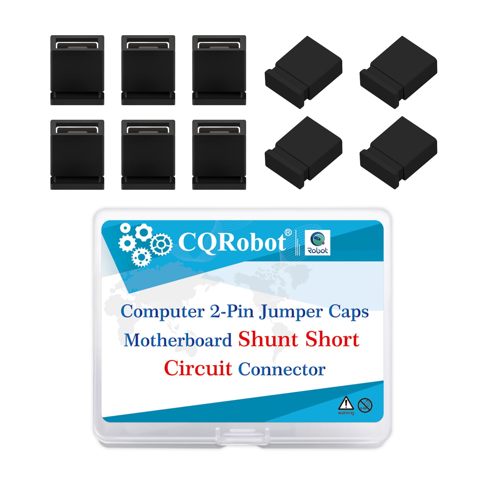 CQRobot 200 Pieces Black Standard Computer Jumper Caps Header Pin Shunt Short Circuit 2P Connector Close Top 2.0mm. for Arduino Raspberry Pi PCB PC DVD HDD Motherboard Shorting and Other Project. — image 1
