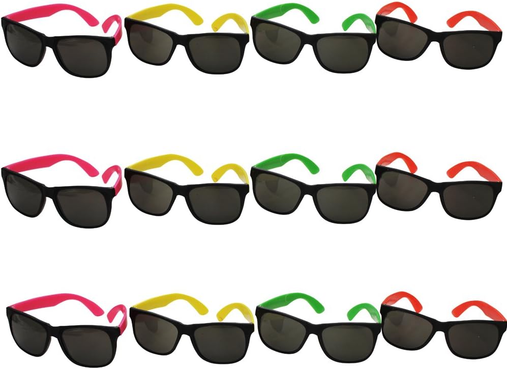 Funny Party Hats Neon Party Supplies - Fedora Party Hats with Party Sunglasses - Gangster Party - 24 Pc Set: Clothing