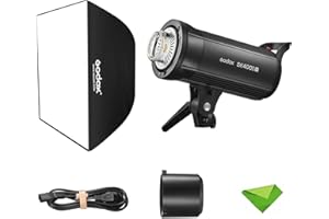 EACHSHOT Godox SK400IIV SK400II-V KIT 400Ws Strobe Studio Flash GN65 5700K 2.4G with LED Modeling Lamp Bowens Mount Monolight for Studio, Portrait Photography+60x90CM Softbox (Godox SK400II Upgraded Version)