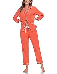 COLORFULLEAF Women's 100% Cotton Long Sleeve Pajama