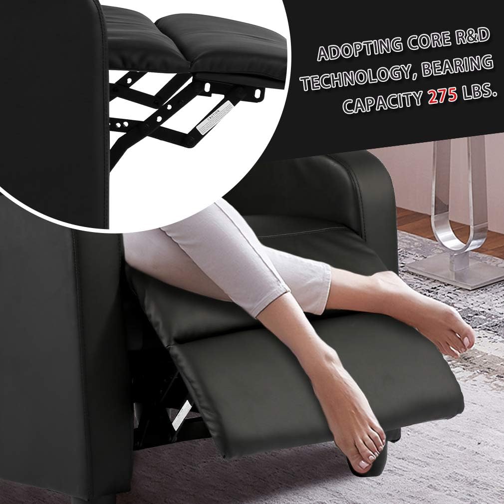 Recliner Chair for Living Room Massage Recliner Sofa Reading Chair Winback Single Sofa Home Theater Seating Modern Reclining Chair Easy Lounge with PU Leather Padded Seat Backrest: Furniture & Decor