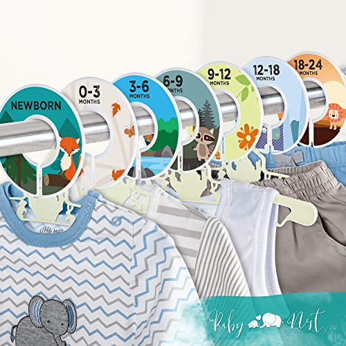 Baby Nest Designs Closet Dividers for Baby Clothes [Woodland Animals]- 7x Baby Clothing Size Age Dividers from Newborn Infant to 24 Months - Woodland Baby Clothes Dividers and Nursery Closet Organizer - Thumbnail 3