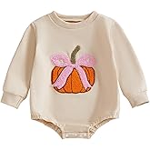 mlpeerw Halloween Baby Clothes Newborn Girl Pumpkin Ghost Sweatshirt Bubble Romper Long Sleeve Bodysuit Infant Fall Clothes
