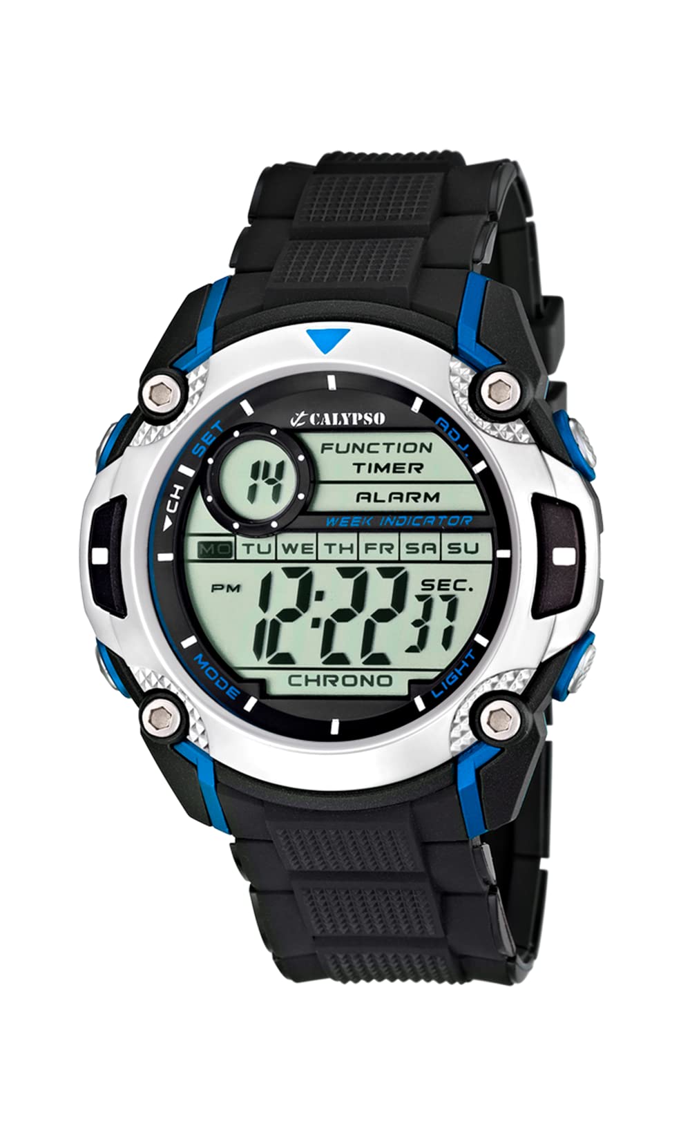 Calypso Men's Digital Watch with LCD Dial Digital Display and Black Plastic Strap K5577/2