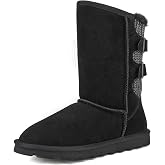 DREAM PAIRS Women's Mid Calf Winter Snow Boots | Warmth Faux Fur Lining, Dual Adjustable Buckle Straps, EVA Rubber Treaded Outsole