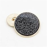 5 PCS Metal Round Shank Button Many Sizes Special Sparkling Buttons for Clothes Bags Decor Sewing Crafts (Black, 18mm)