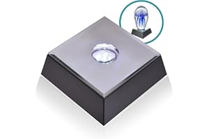 ASENTE 5 LED Illuminated Color Programmable Pedestal for Crystals & Glass Art - Mirror Top Lighted Stand Base for Crystal Display, Figures, & Ornaments - Battery Operated LED Light Base
