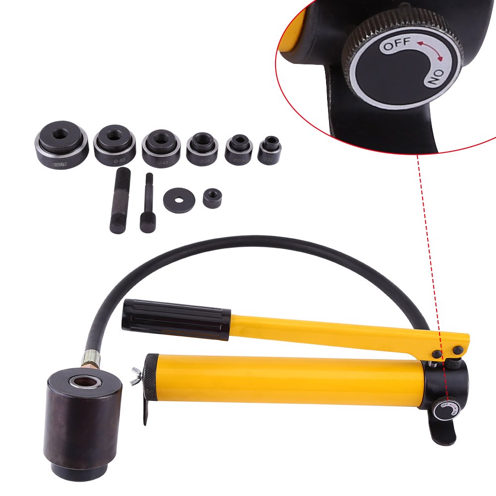 Manual Hydraulic Hand Pump Knockout Round Hole Punch Kit Metalworking