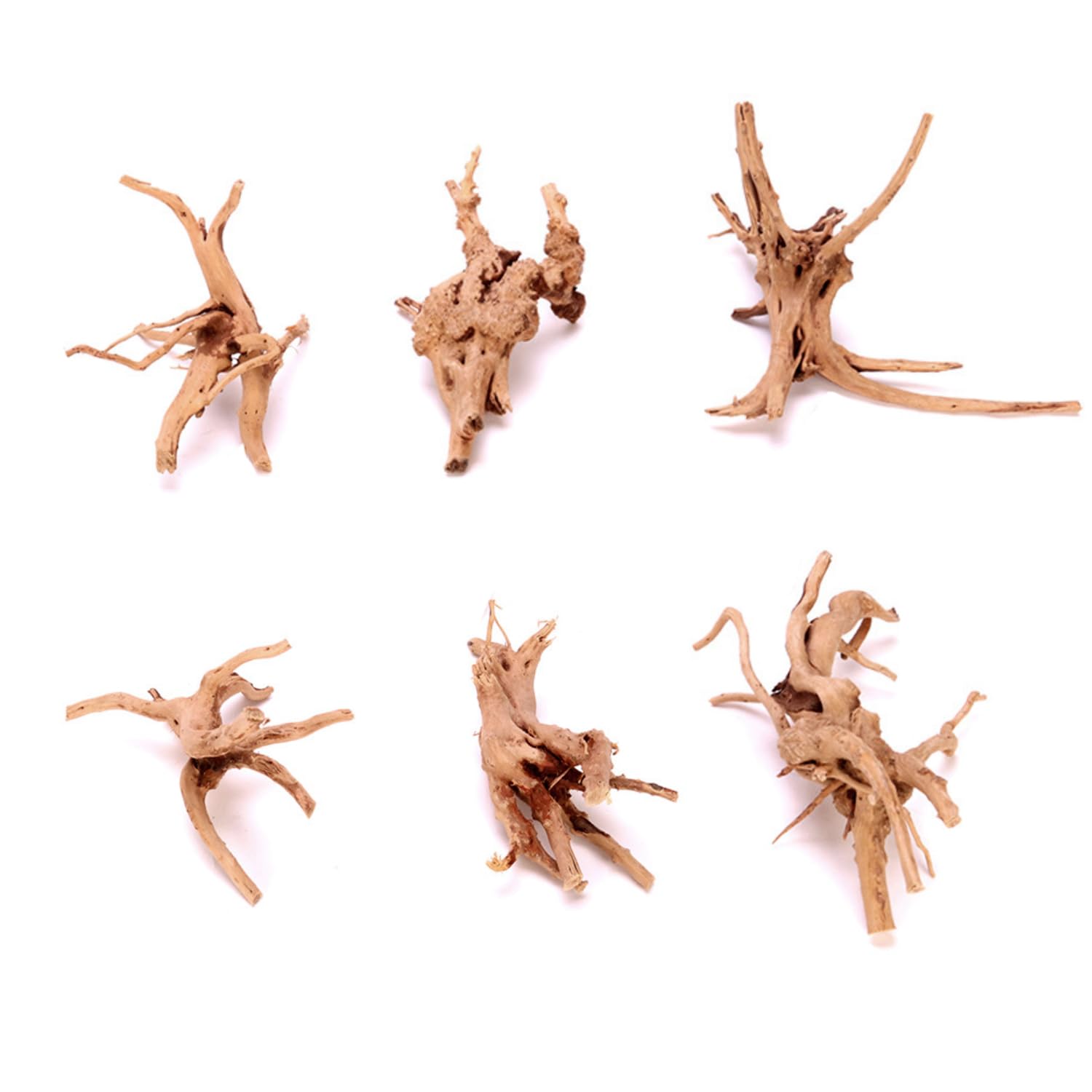 NAUZE 6Pieces Aquarium Driftwoods Solid Reptile Wood Branches Natural Wood Branches Fish Tank Decorations for Home Tree Root Decor