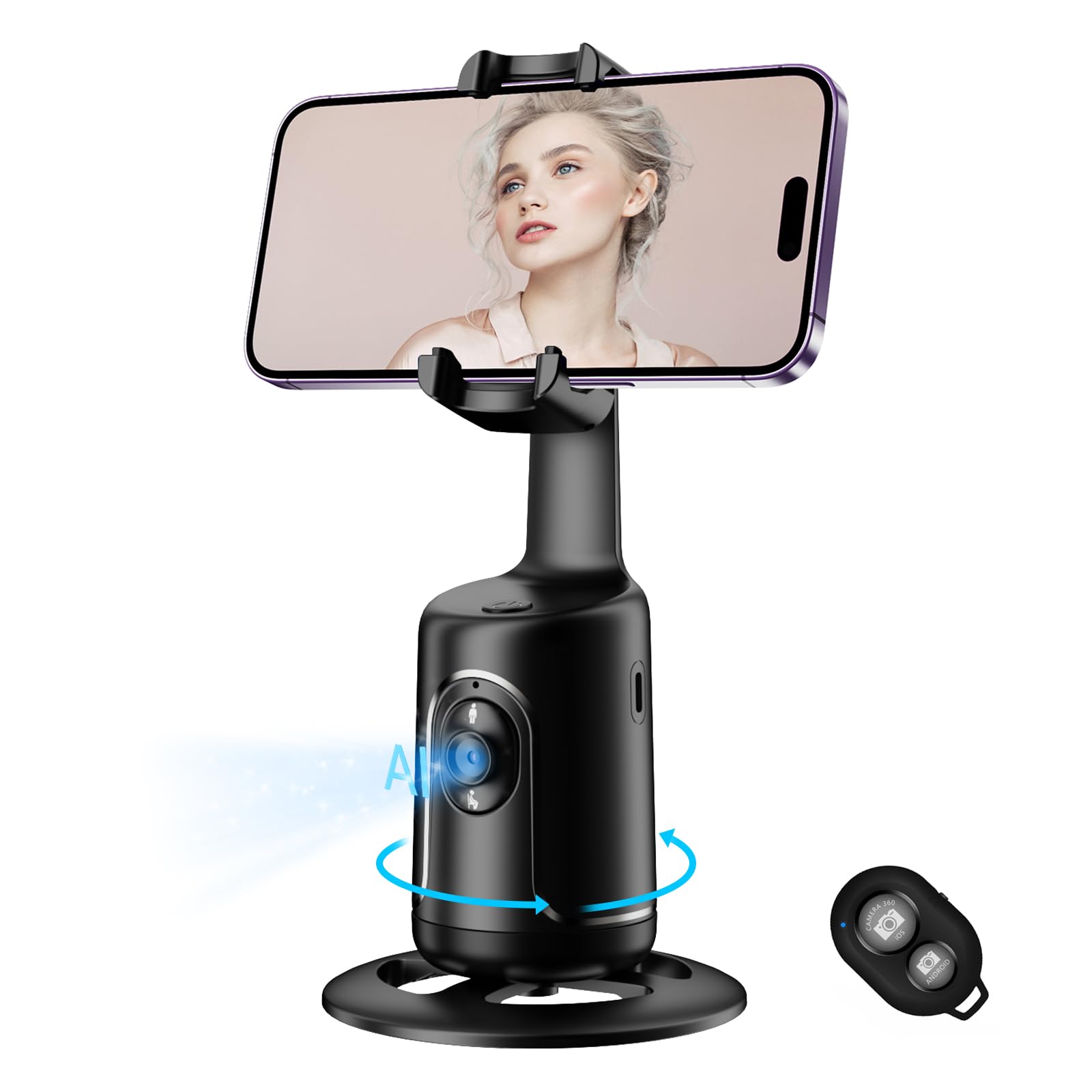 Auto Face Tracking Tripod, No App, 360° Rotation
