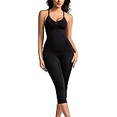 BampooPanPa Tummy Control Racerback Bodysuits Full Body Suit Shapewear One Piece Capri Jumpsuits for Women