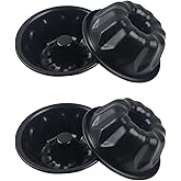 LoveDeal Mini Fluted Cake Pan for Baking 4 Inch, Nonstick Metal Fluted Cake Pan, Carbon Steel Samll Pound Mold for Cupcake, Muffin, Brownie, Kugelhopf, Jello - Black,4Pcs Per Pack