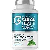 Oral Probiotics for Mouth Bad Breath Treatment for Adults; Dentist Formulated Dental Probiotics for Teeth and Gums Health & Chronic Halitosis with BLIS K12 M18, 60 Chewable Oral Health Tablets Mint