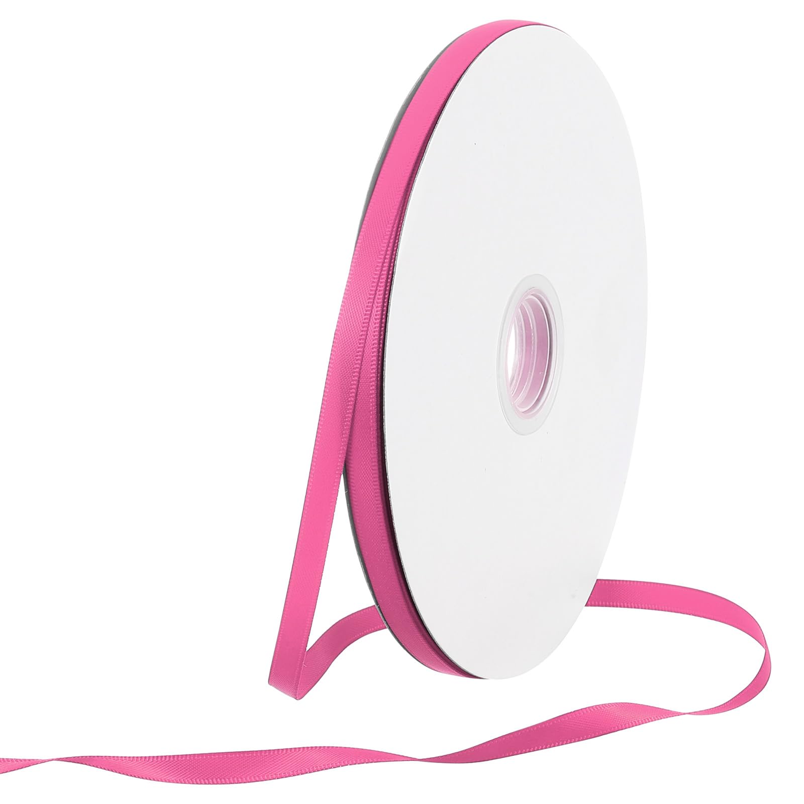 Rebower 6mm Satin Ribbon 91m Thick Double Face Grosgrain Silk Ribbon, [for Gift Wrapping, Hair Bows, Wedding, Cake, Flower] - 100 Yard/300ft/ Dark Pink