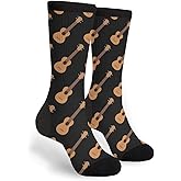 YISHOW Music Ukulele Guitar Men's Women's Crew Socks Funny Crazy Novelty Socks Gift, Black