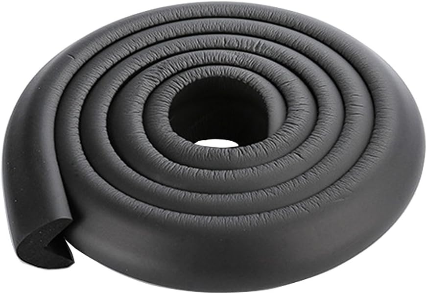 2M/6.5ft Black Wide Bumper Edge Guard L-Shape Toddler Corner Protectors for Right-Angle Furniture Edges